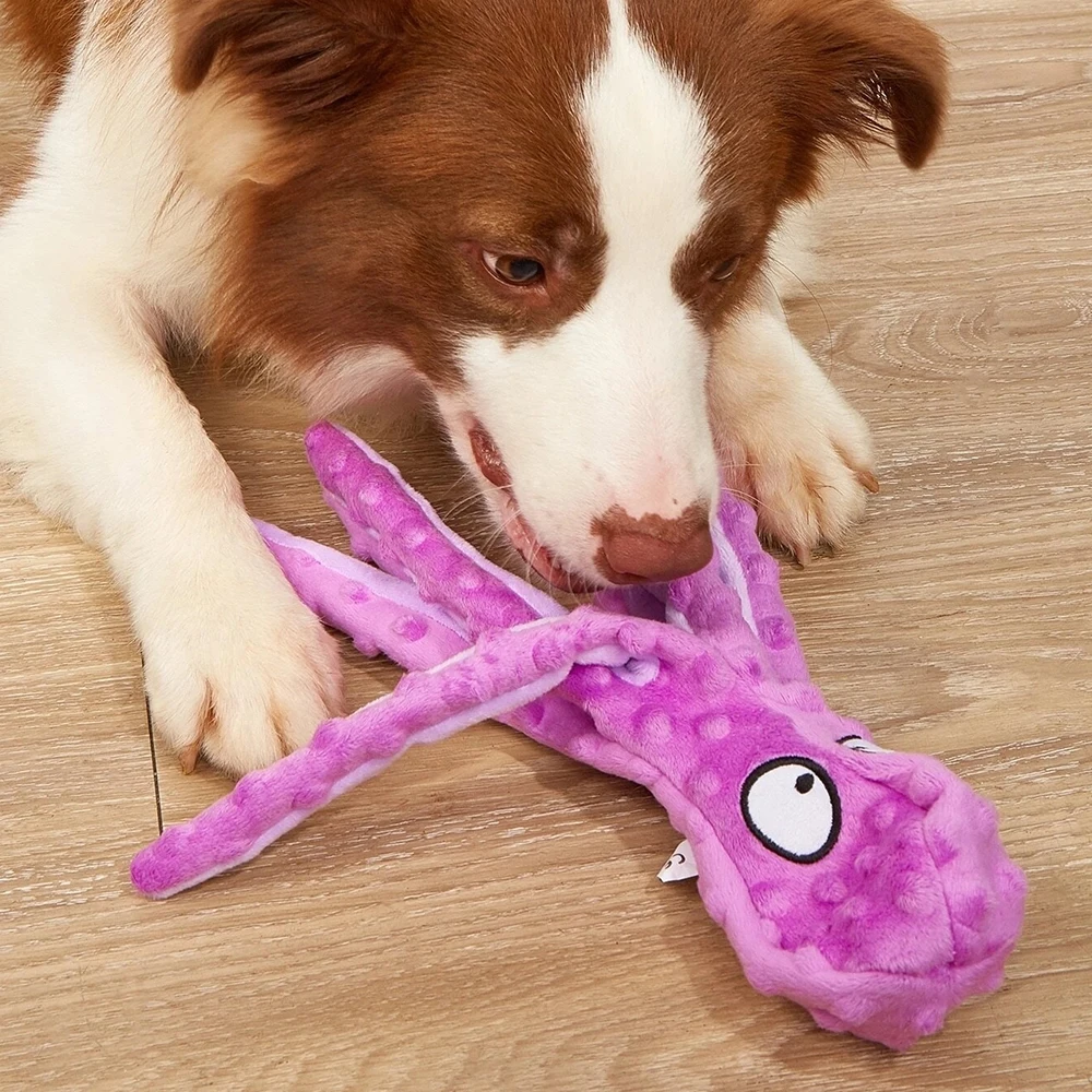 สัตว์เลี้ยงของเล่นตุ๊กตาแมวสุนัข Squeaker Squeaky Octopus SHELL ของเล่นกัดลูกสุนัข Interactive การฝึกอบรมทําความสะอาดฟัน Chew ของเล่น