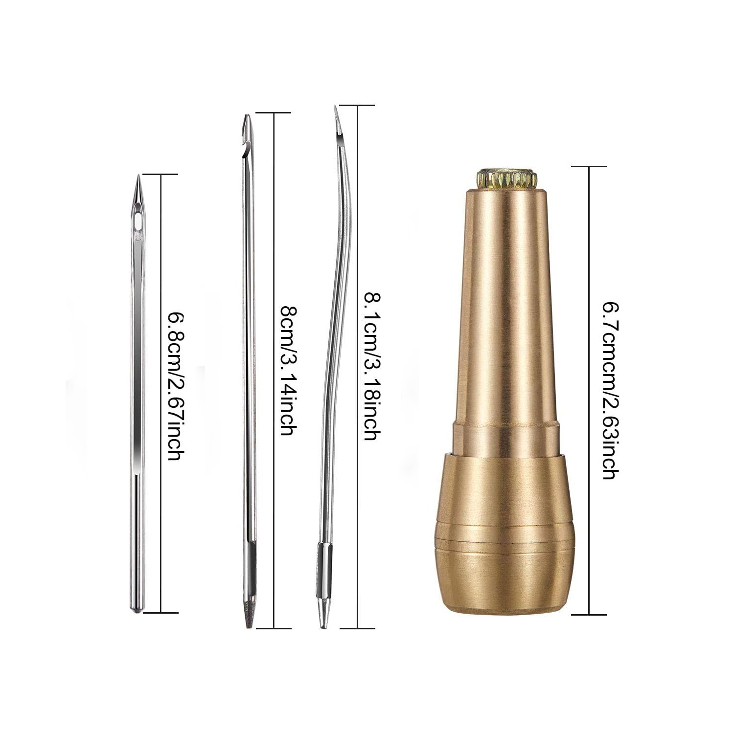 革縫製キット DIY 革縫製千枚通し針 銅ハンドルセット付き 革キャンバステント靴修復ツール ナイロン糸付き