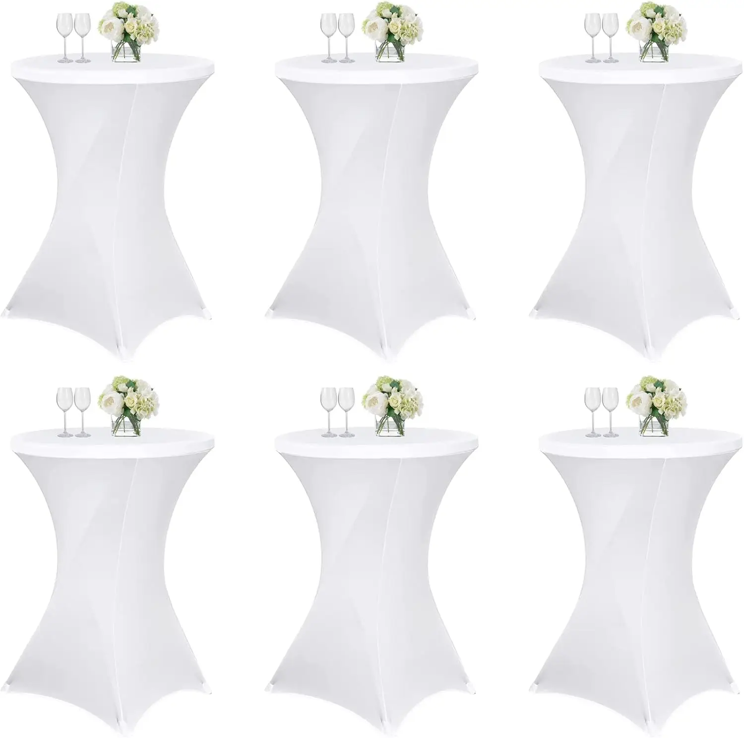 6 Stück stehtisch hussen stehtische Spandex Stretch Tischdecke 80 cm, for Bistrotisch Ø 80-85 cm, For Round Tisch Hochzeit Gebur