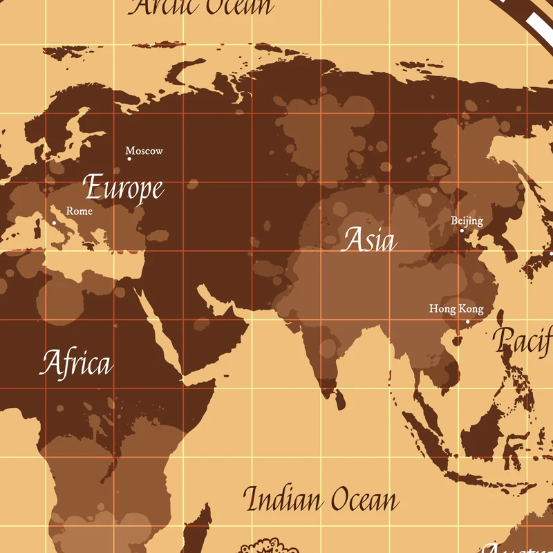 Retro Navigation World Map Poster Size Wall Decoration Large Map of The World 200x126 Waterproof and tear-resistant
