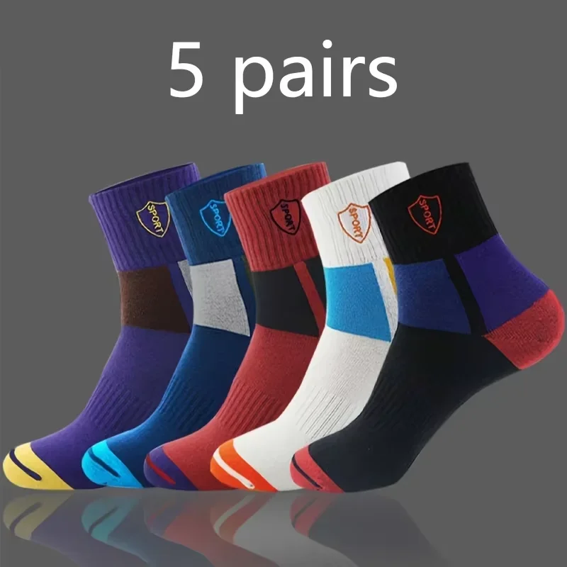 Calcetines de algodón a media pantorrilla para hombre 10/5/3 pares |   Calcetines suaves y transpirables para todas las estaciones, color sólido para el trabajo diario, deportes y uso informal