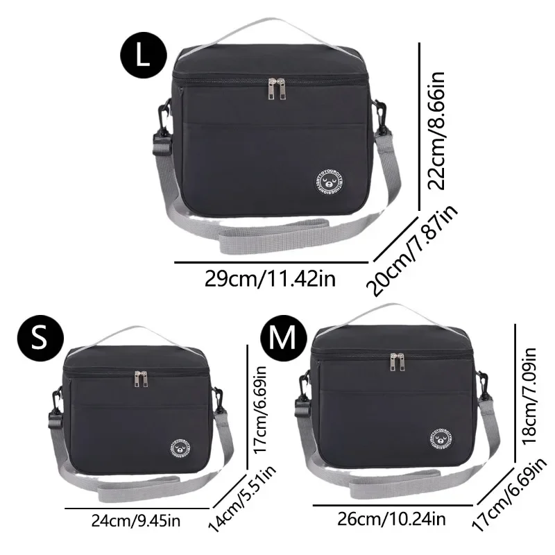 Capacità tenuta in mano con borsa termica con tracolla, borsa per il pranzo, borsa per il pranzo impermeabile ispessita per studenti.