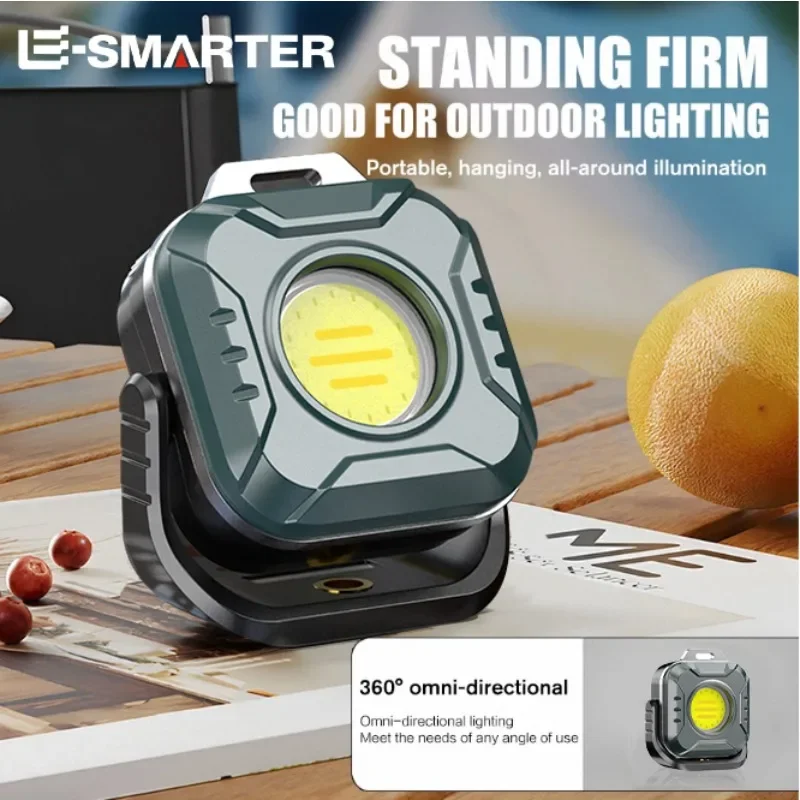 Mini luz LED de trabajo, linterna COB portátil recargable multifuncional, antorcha para acampar al aire libre