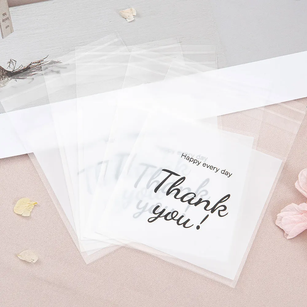 50-100 stücke danke Geschenk beutel Süßigkeiten Keks Verpackung Kunststoff Klebe beutel für Hochzeit Geburtstag begünstigt kleine Unternehmen Lieferungen