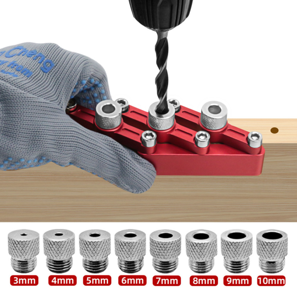 Plantilla de espiga autocentrante para carpintería, guía de taladro para agujeros de carpintería, posicionador de agujeros de espiga de madera con mangas de taladro de 3-10mm