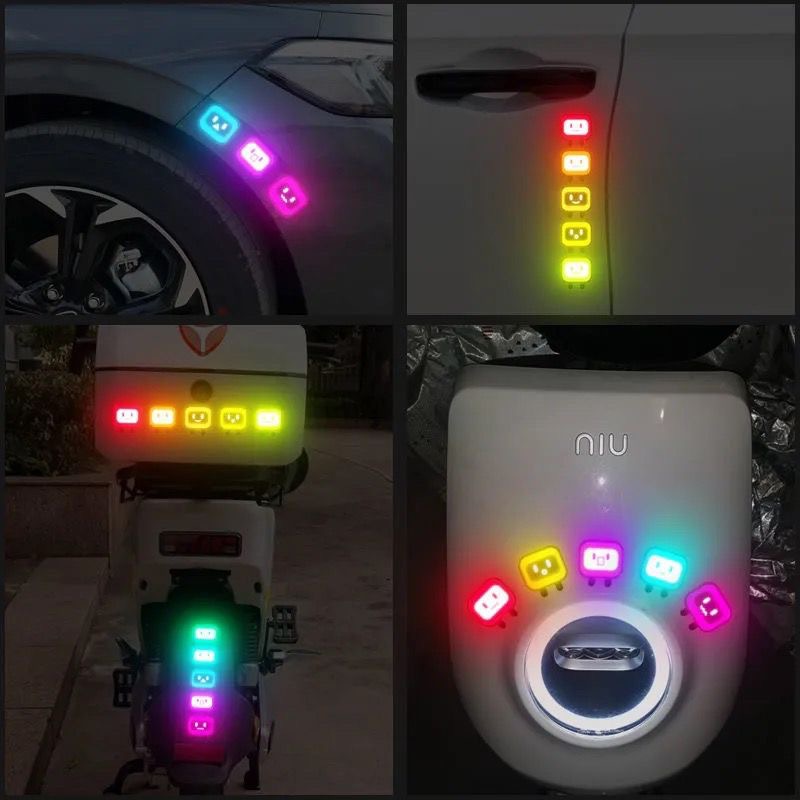10PC Vehicle Stickers Decorative Reflective Motorcycle Personality Cute Square Car Body Stickers Helmets Shielding Scratches