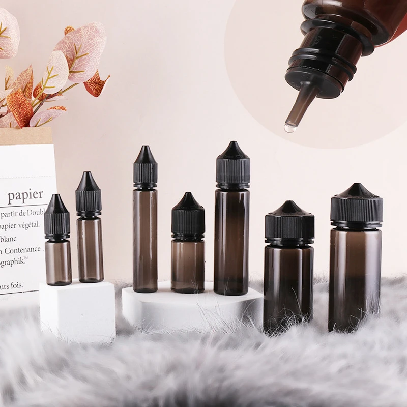 10Pcs 10/15/30/60/100/120ml Black Plastic Dropper Bottle With Child-Proof Lid Empty Refillable Essential Oil Sample Container