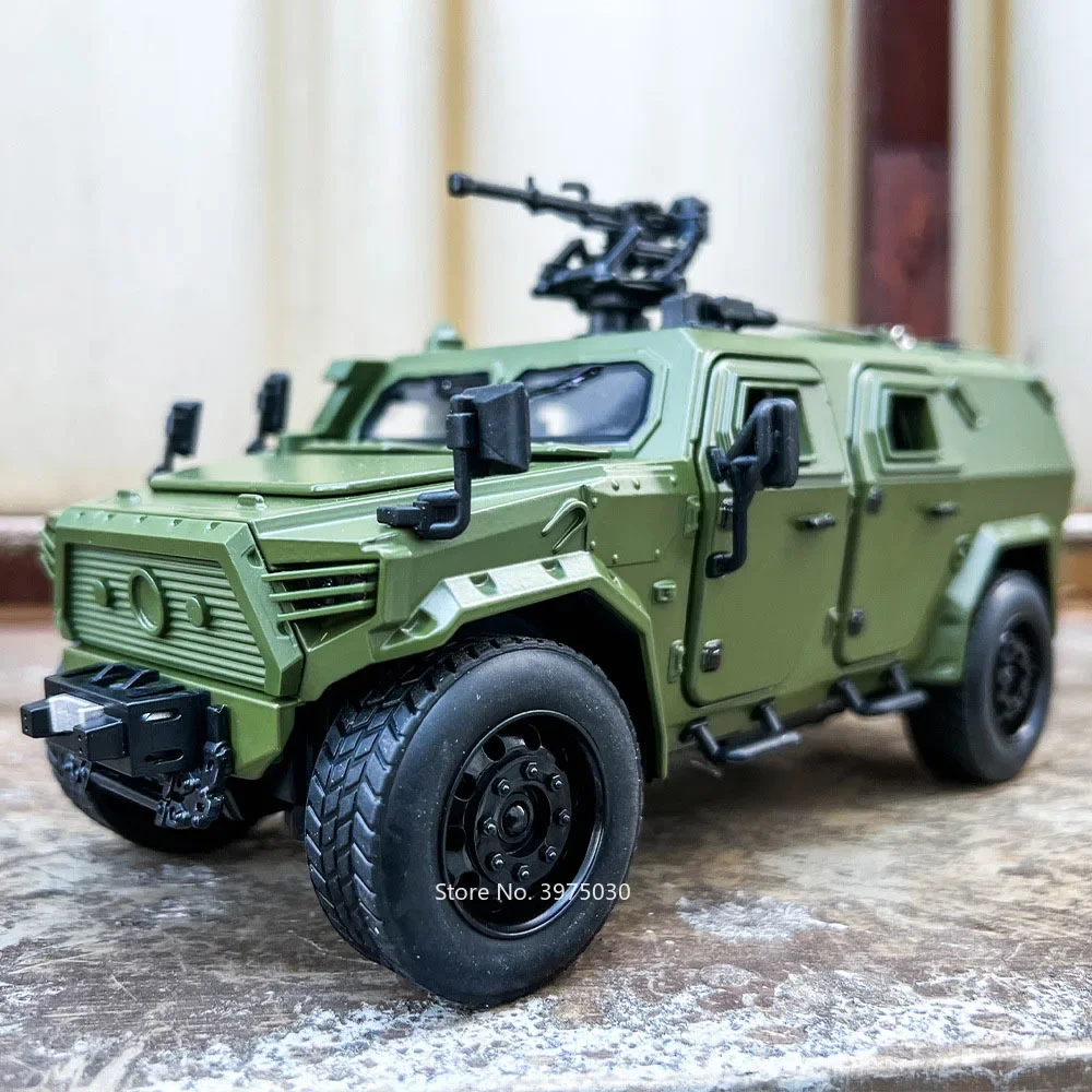 東風-m-terrain装甲車のおもちゃ、ミニチュアモデル、軽い音楽、軍用オフロード車、オープンドア、キッズクリスマスギフト、1:18