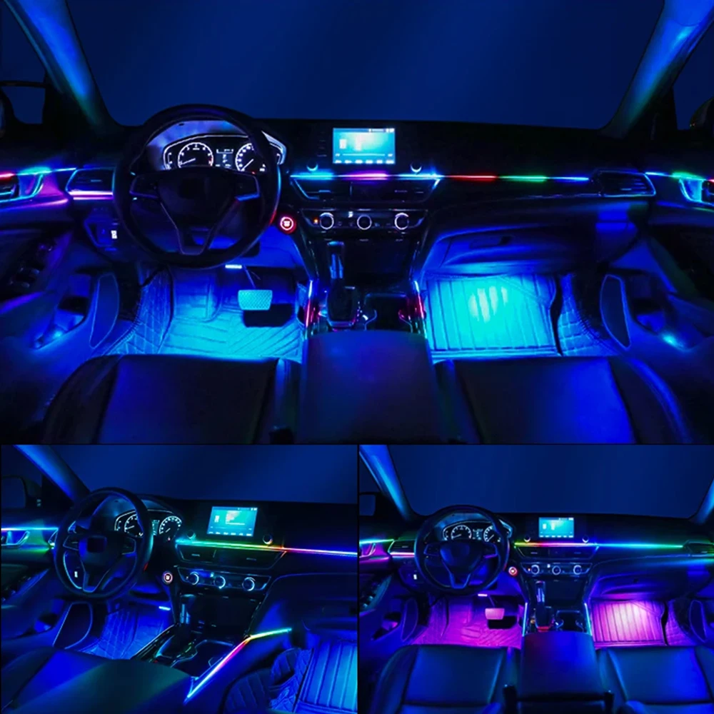 18 en 1 symphonie Streamer voiture lumières d'ambiance intérieur LED acrylique bande lumière RGB décoration atmosphère lampe APP à distance
