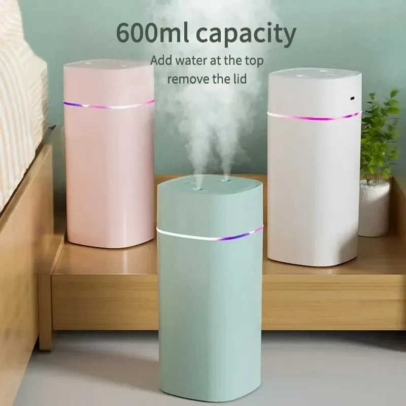 Xiaomi Dual Spray Humidifier Dual-Speed เจ็ดสี NANO Fine Mist ปลั๊ก USB 600ML ความชื้นสําหรับรถยนต์ Home Office Desktop