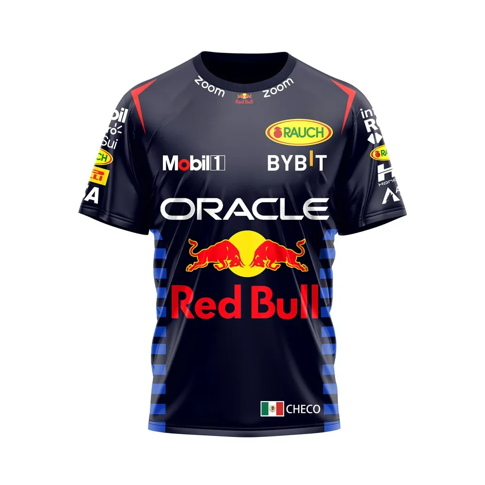 Футболка Red Bull Racing с 3D принтом Модная мужская футболка Red Bull с короткими рукавами Спортивная быстросохнущая мужская одежда Red Bull