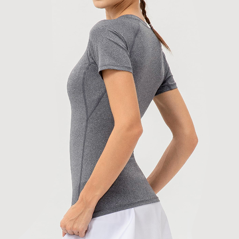 Compressieshirt voor dames, atletisch yoga-hardloop-T-shirt met korte mouwen, zomer, gym, training, sneldrogend, rekbare tees, tops, basislaag