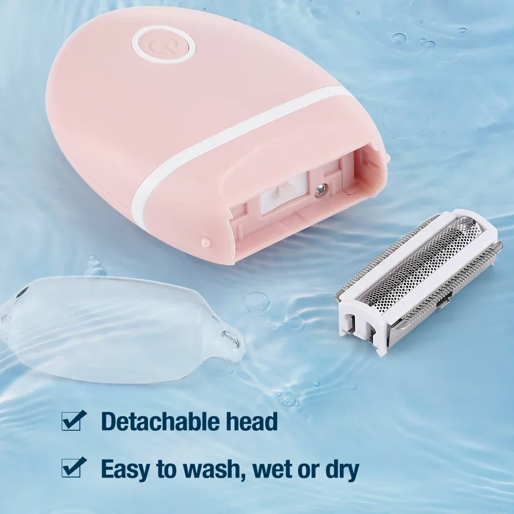 ผู้หญิงเครื่องโกนหนวดไฟฟ้า MINI Washable มีดโกนพิเศษอุปกรณ์กําจัดขนสําหรับทั้งขารักแร้ Intimate Area 3 in 1