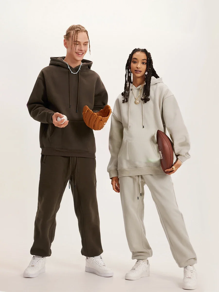 Bornladies-Conjunto de Sudadera con capucha y forro polar para mujer, chaqueta cálida de gran tamaño, jerséis de felpa de Color sólido