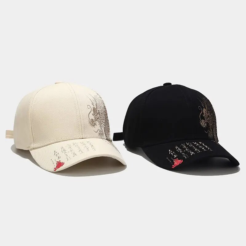 Sombrero de béisbol con patrón de dragón de estilo chino para hombre y mujer, gorra de marea nacional versátil, Hip Hop, Skateboarding, genial