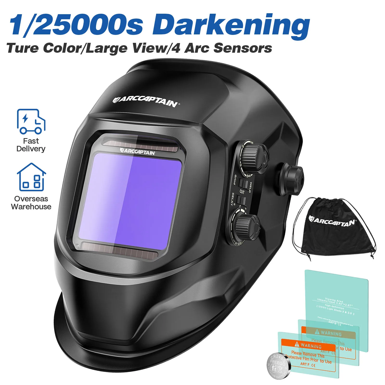 Casco de soldadura ARCCAPTAIN, máscara de soldadura con oscurecimiento automático, 4 sensores, alimentada por energía de células solares para soldador de arco MIG TIG, chemises masculч mascul mascul mascul