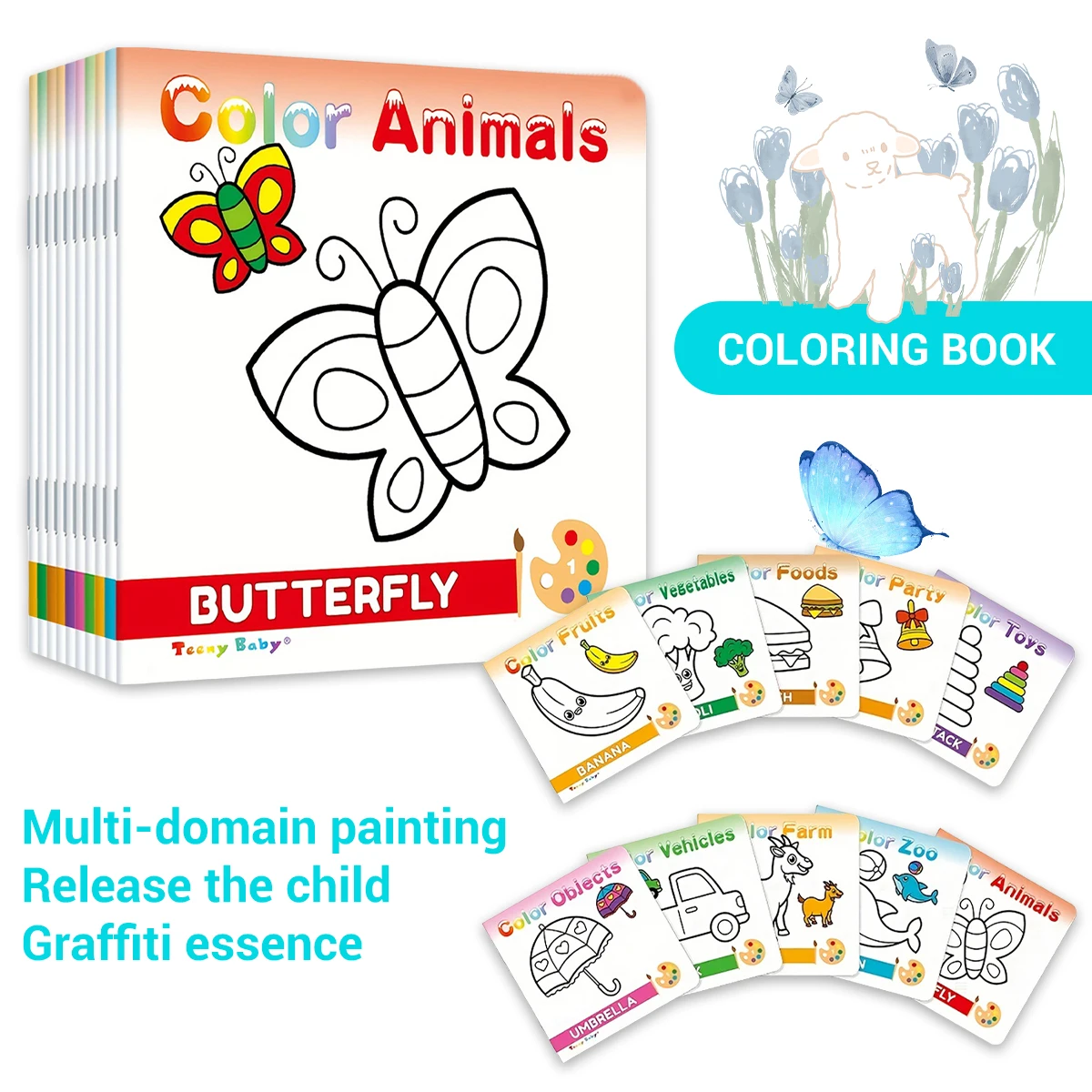 1 conjunto de 10 livros de desenho simples para crianças, rastreamento de caligrafia, desenho simples, aprendizagem e coloração de cores diy