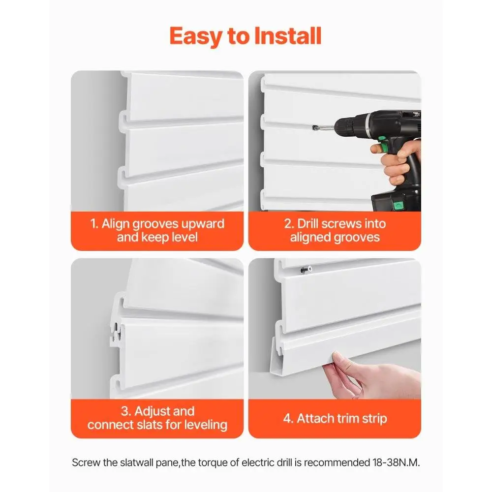 White PVC Garage Slat Wall Panel 8x4 Feet Modular Slatwall Storage Solution for Organization and Display