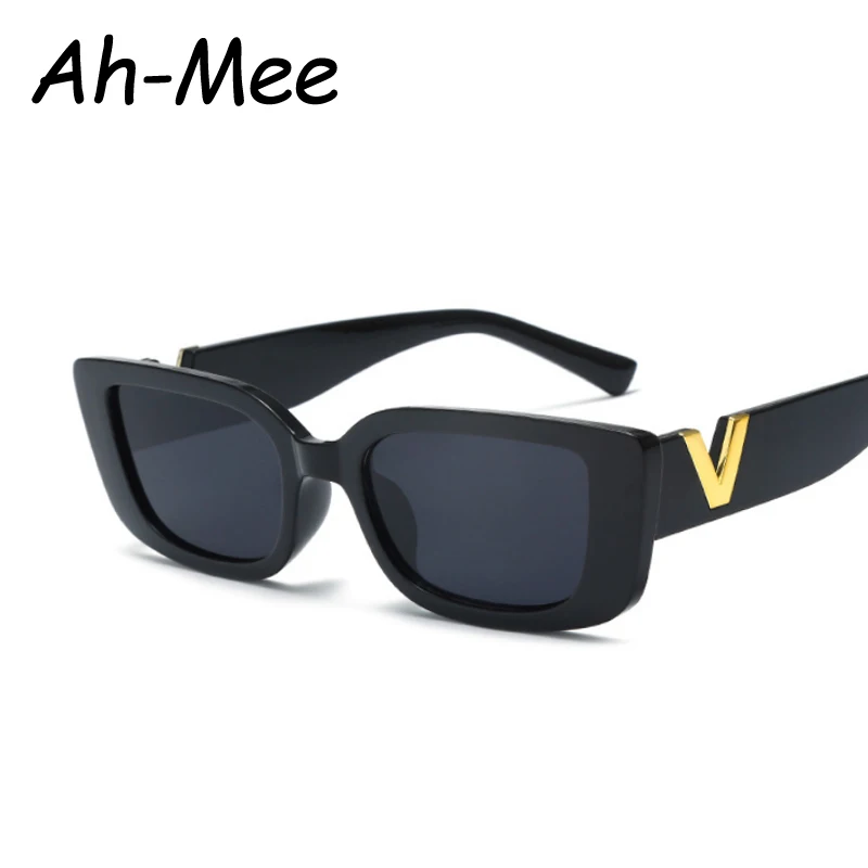 Gafas de sol rectangulares a la moda para mujer, marca de lujo, gafas de sol Vintage con montura pequeña, gafas cuadradas negras clásicas para mujer