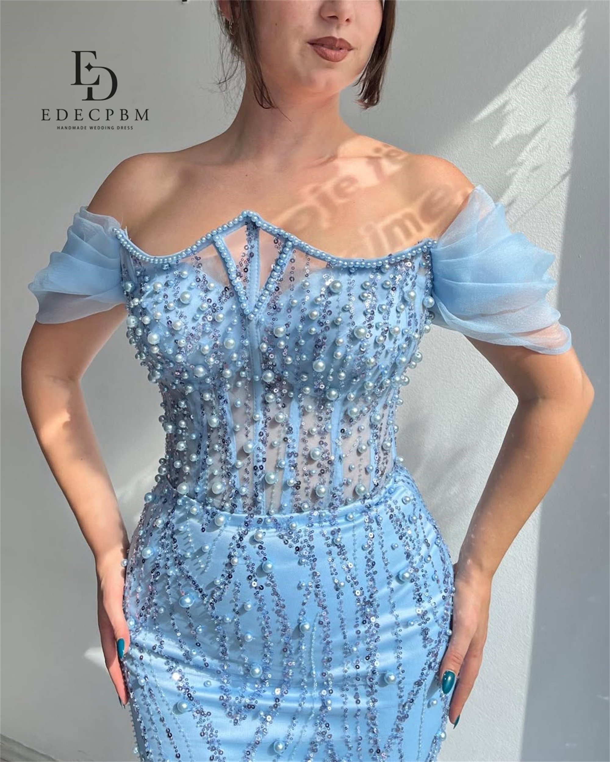 EDECPBM Customized Luxurious Dresses Gala Dress Mermaid Women's Evening Party Dresses for Special Occasions Glitter Fabric Prom