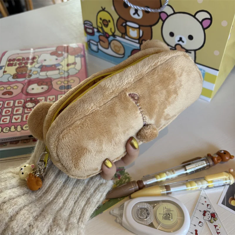 Kawaii Rilakkuma ดินสอสําหรับเด็กผู้หญิงน่ารักการ์ตูนหมีดินสอกระเป๋าปากกากระเป๋าเครื่องเขียนโรงเรียนของขวัญ Ins ร้อน