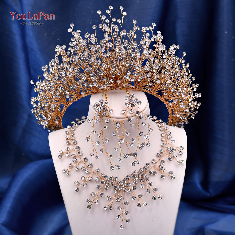 Topqueen coroa de casamento, diadema de noiva, acessórios para cabelo, casamento, tiaras, concurso, faixa de cabeça, princesa, joia de cabelo hp193p
