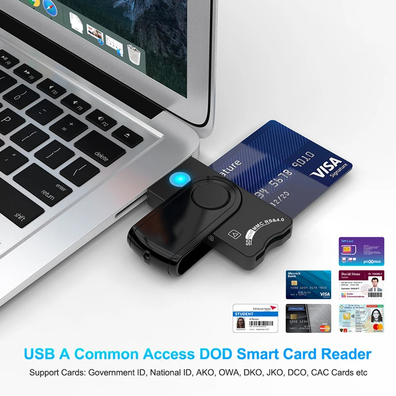 Leitor de cartão inteligente USB SIM para cartão bancário IC/ID EMV SD TF MMC Adaptador de leitor de cartão USB-CCID ISO 7816 para Windows 7 8 10 Linux OS