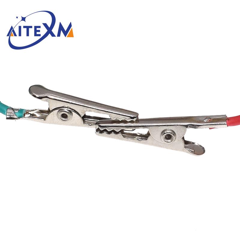 1 Juego de pinzas de cocodrilo, cables de prueba eléctricos DIY, pinzas de cocodrilo de doble punta, Clip de cucaracha, cable de puente de prueba de 46CM