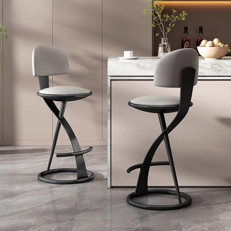 Taburete de bar moderno de lujo simple y ligero, trona de alta gama para el hogar, reposapiés con respaldo para sala de estar