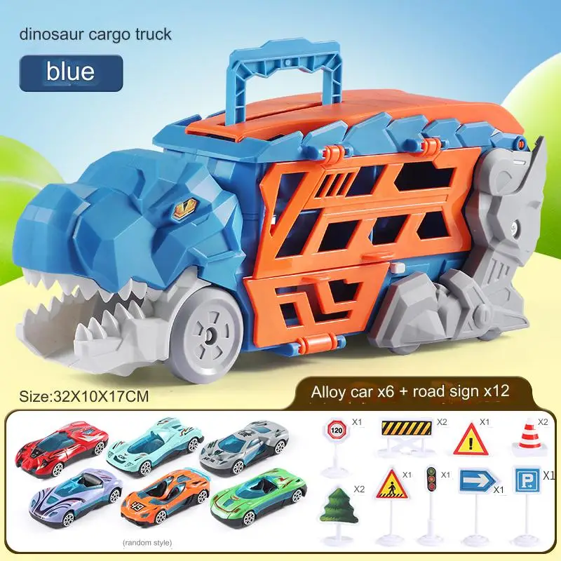 Caminhão de brinquedo de transporte de dinossauro com puxar para trás veículos recipiente de armazenamento modelo de carro de pista exclusivo crianças meninos presente de aniversário