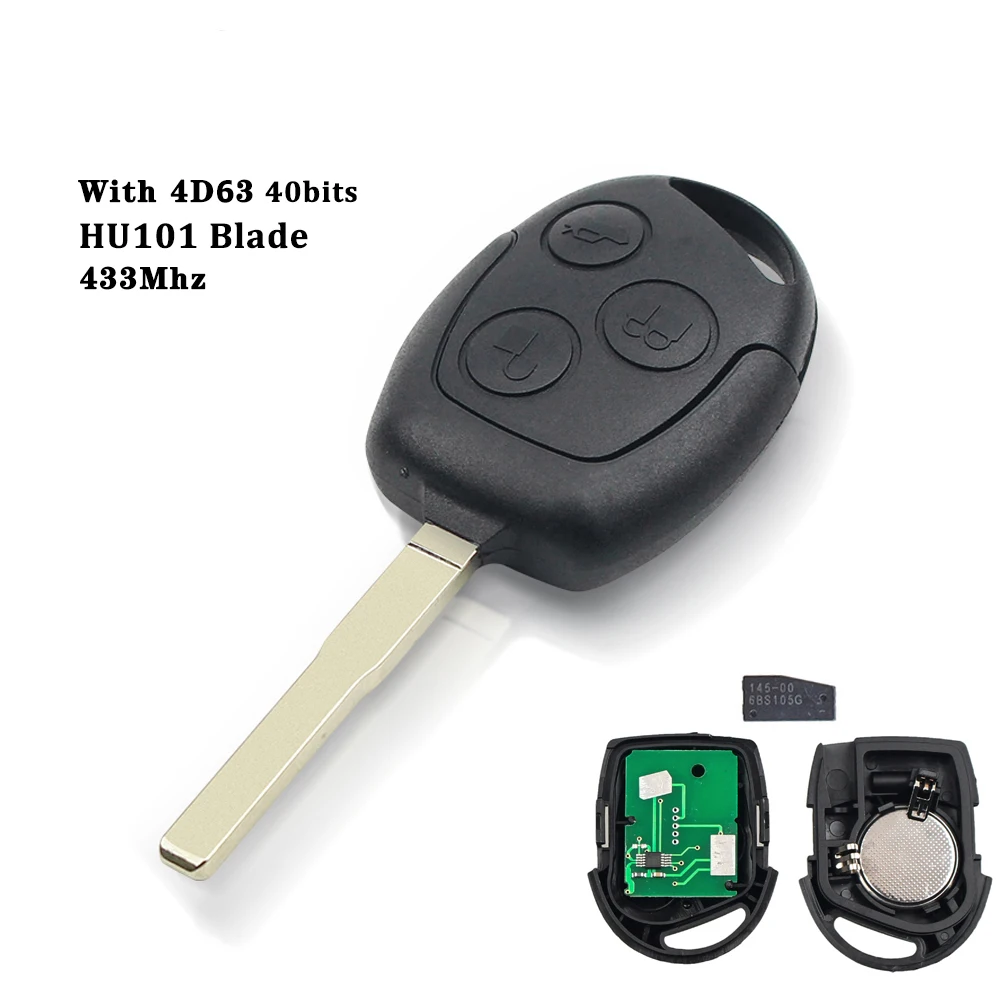 KEYYOU llave remota de coche 433MHz 4D60 Chip para FORD Focus Fiesta Mondeo Fusion Transit KA 2001 2002 2004 2005 2006 2007 2008