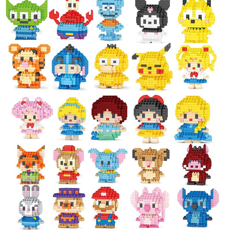 Новые мини-фигурки Super Mario Bros Disney Stitch Building черные мультфильмы аниме Покемон Пикачу собранные кирпичи игрушка детский подарок