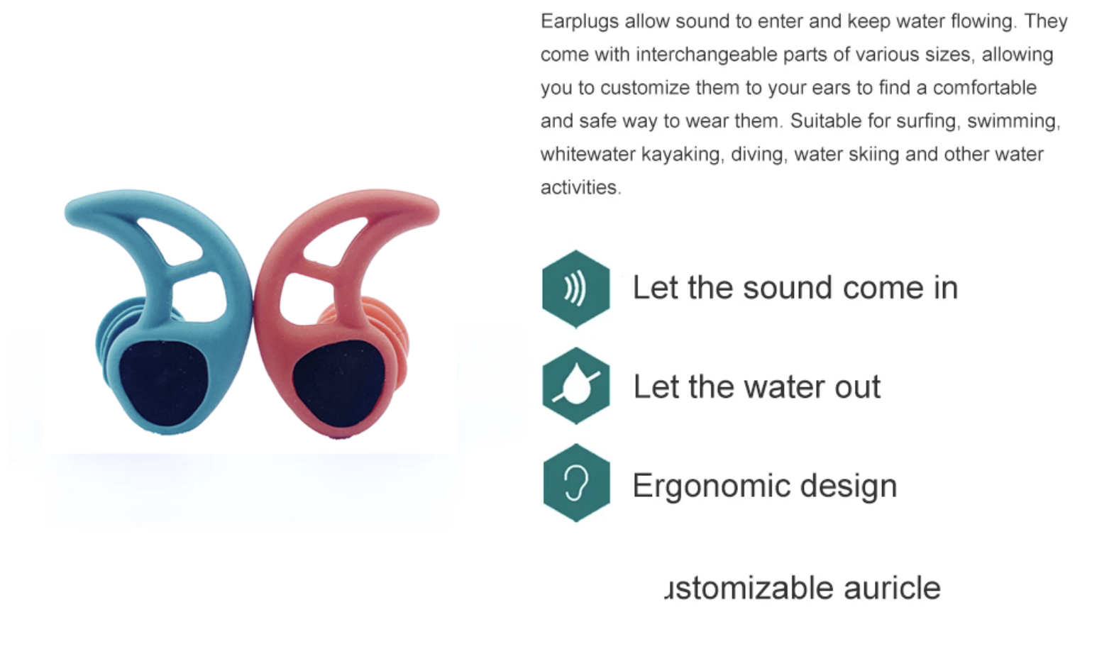 Tapones para los oídos para nadar, tapones para los oídos impermeables con sonido de silicona suave, para buceo, Surf, natación, a prueba de agua, auriculares táctiles, juego de snorkel
