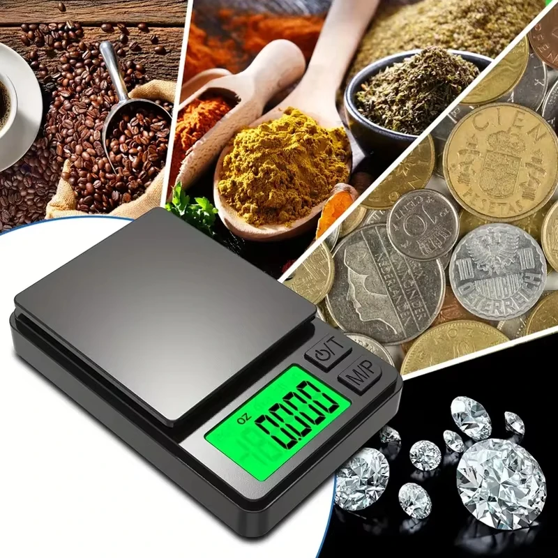 Báscula de bolsillo de precisión 1000 g x 0,01 g-gramo digital, comida, joyería, onzas/báscula de granos con LCD retroiluminado-mini báscula para viajes