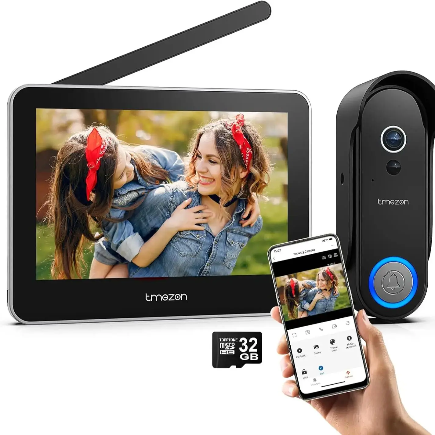 Tmezon Draadvrije Echte Draadloze Video Deurtelefoon 7 "Touchscreen Monitor Met 1080P Deurbel Ondersteuning Remote Unlock Monitor Tuya