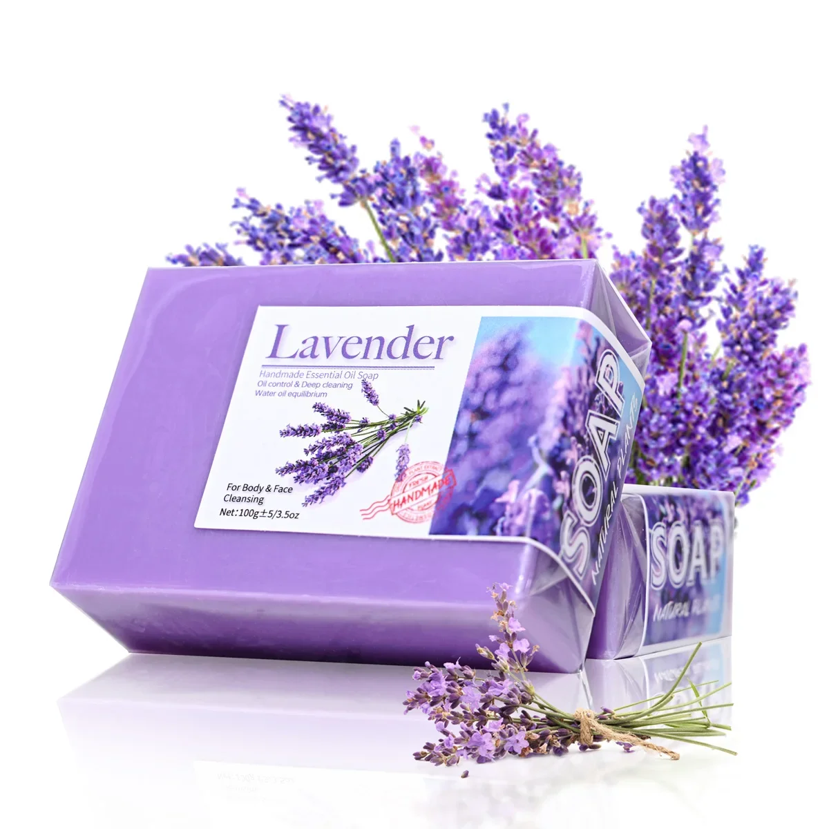 Sabonete de óleo essencial de lavanda orgânico natural Sabonete artesanal para limpeza, refrescante, controle de oleosidade, sabonete de banho