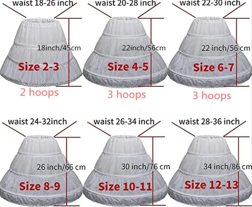 Детская нижняя юбка с 3 обручами Cancan для девочек, кринолин, нижняя юбка, свадебные аксессуары для платья с цветочным узором для девочек