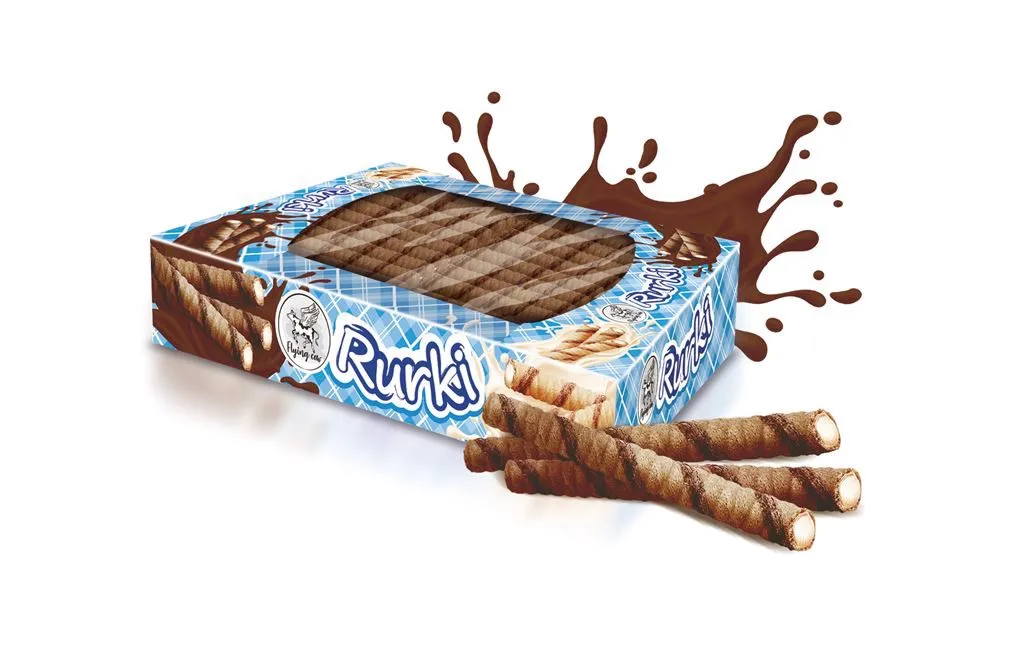 Flying Cow Rurki waflowe z nadzieniem o smaku kakaowym 450 g