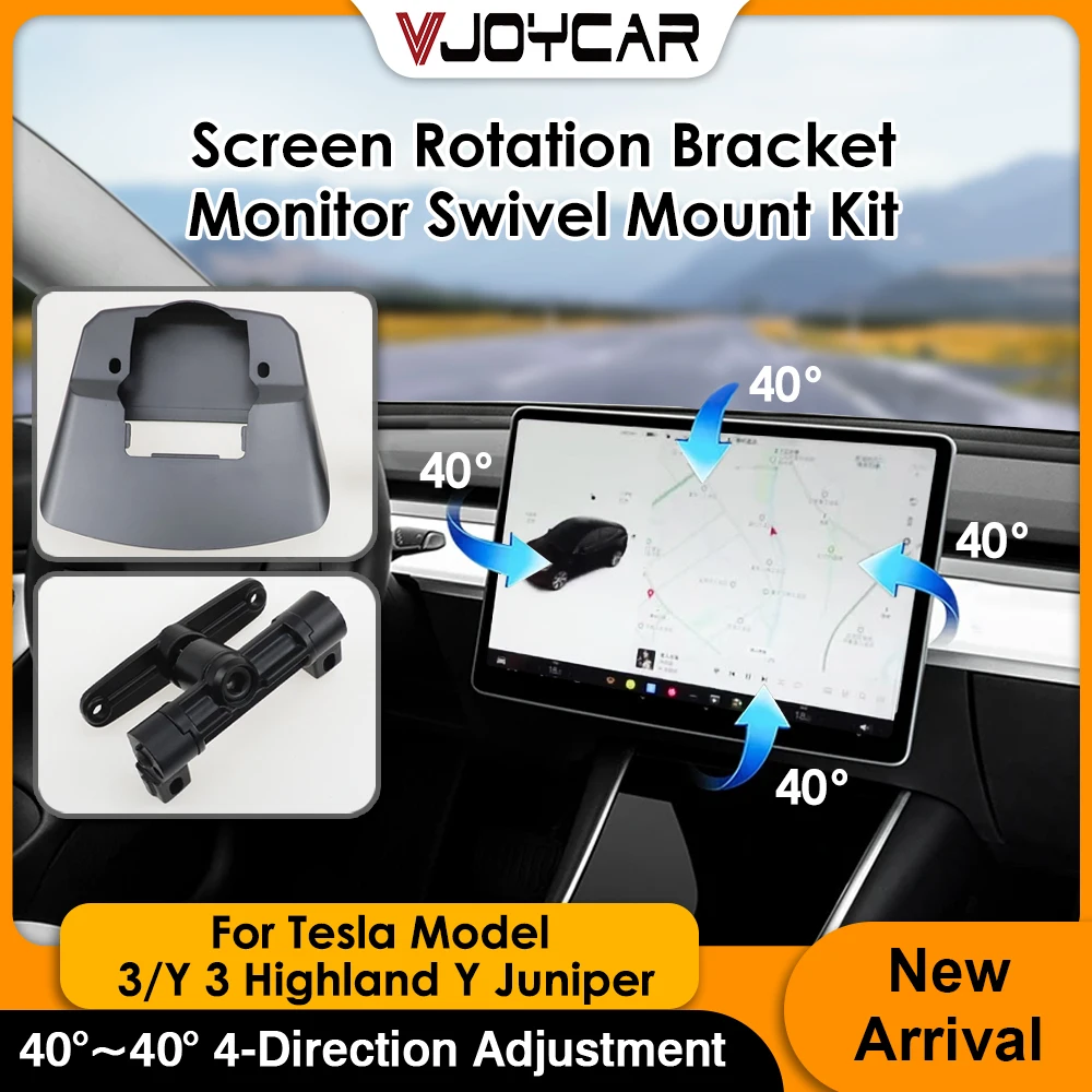 Soporte de rotación de pantalla Vjoycar para Tesla Model 3 Y 3 Highland Y Juniper Monitor Kit de montaje giratorio 40 grados ajuste de 4 direcciones