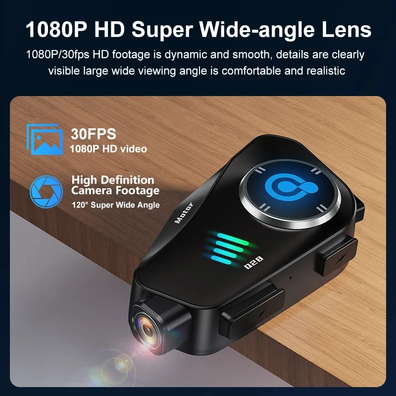 Fone de ouvido para capacete de motocicleta, bluetooth, bt5.3, com gravador de condução hd, câmera sem fio, 1080p, disco rígido, gravador de vídeo, chamada