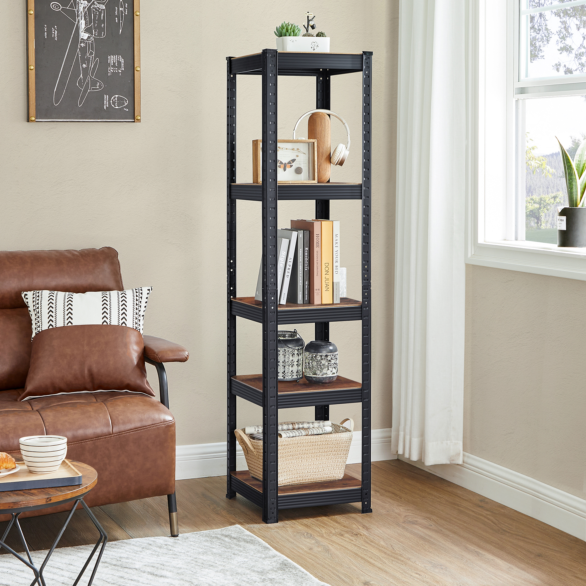 SONGMICS Standregal,Schwerlastregal, Kellerregal, Bücherregal, Lagerregal, 5 Ablagen