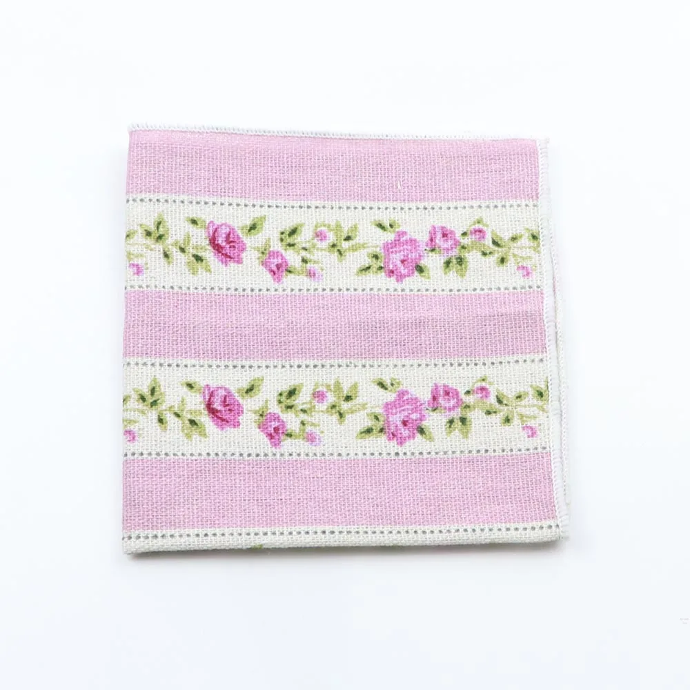 การ์ตูนที่มีสีสันผ้าลินินผ้าเช็ดหน้าดอกไม้สัตว์พิมพ์ Hankie งานแต่งงานของขวัญพ็อกเก็ต Tuxedo Bow Tie อุปกรณ์เสริมของขวัญ