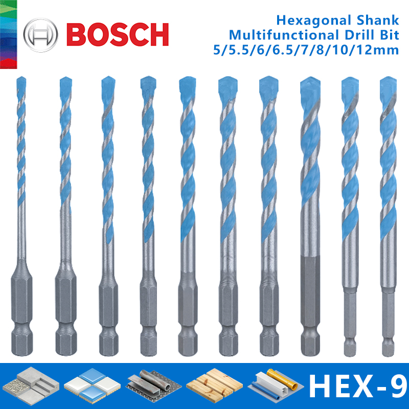 Сверла Bosch HEX-9 для строительства, многофункциональные строительные фрезы для бетона в каменной кладке