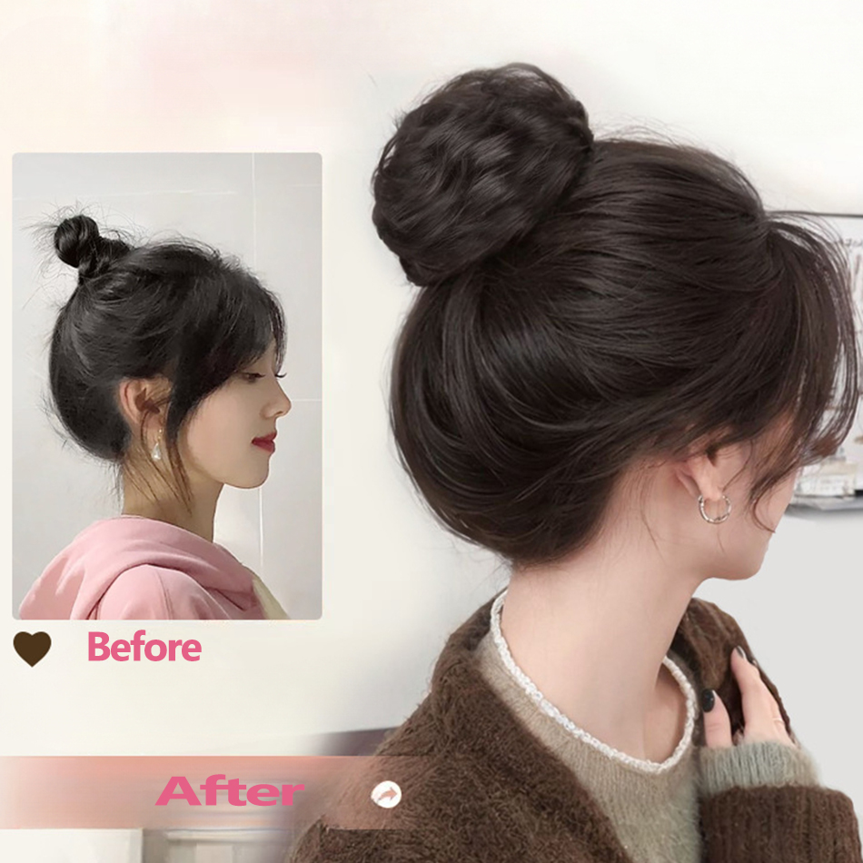 Synthetischer unordentlicher Haarknoten-Chignon mit Vogelnest, erweiterbare Haarspange, lockiges Kunsthaar, Pferdeschwanz, Haargummis, Kopfbedeckung für Frauen
