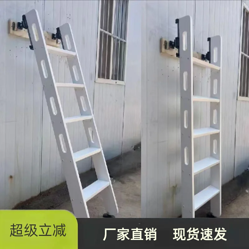 Escalera de madera para el hogar, se puede almacenar verticalmente, escalera retráctil de madera maciza, escalera de cama arriba y abajo