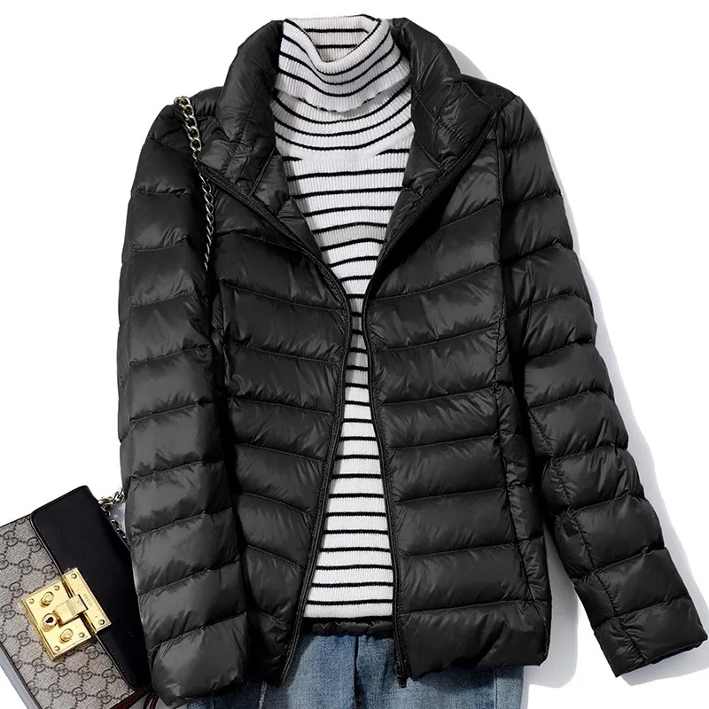 Mulheres primavera jaqueta moda curto ultra leve embalável puffer casacos 15 cores feminino para baixo quente coreano fino ajuste parkas 5xl
