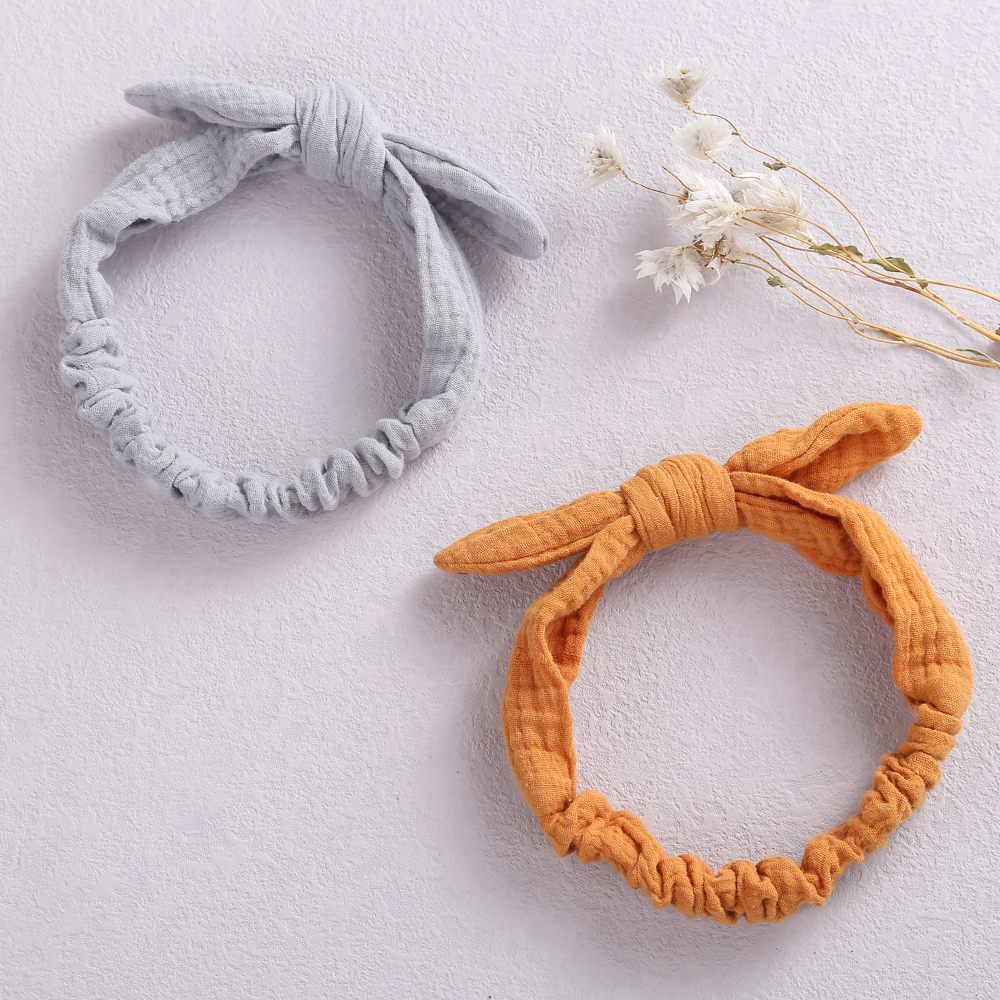 Diadema elástica con Orejas de conejo para niña, diadema con lazo para bebé recién nacido, accesorios para el cabello con lazo