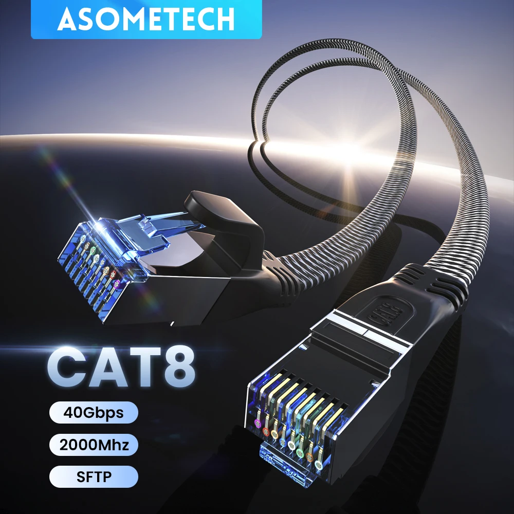 Cable Ethernet CAT 8 40Gbps Gaming de alta velocidad 2000MHz SSTP Cat 8 Cable Ethernet red RJ45 para PC módem enrutador portátil PS 5/4