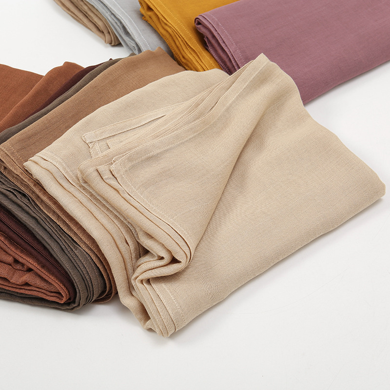 Hijab liso de viscose para mulheres muçulmanas, boné de jérsei, lenço modal, xale macio, cor combinando, jérsei, senhora, 2 peças por conjunto