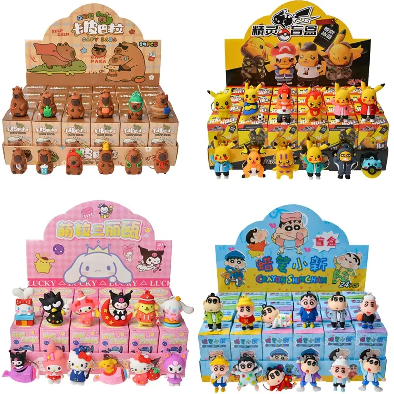 Anime Sanrio Hello Kitty czarna dziewczyna brelok wisiorek postać Pokémon Pikachu brelok pudełko z niespodzianką zabawka prezent urodzinowy dla dzieci